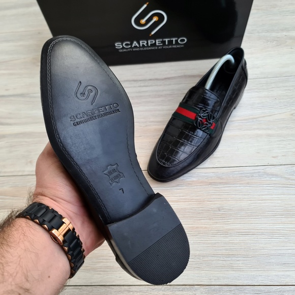 Black Men's Genuine Leather Loafer - Leather Sole - Picture 3 of 5